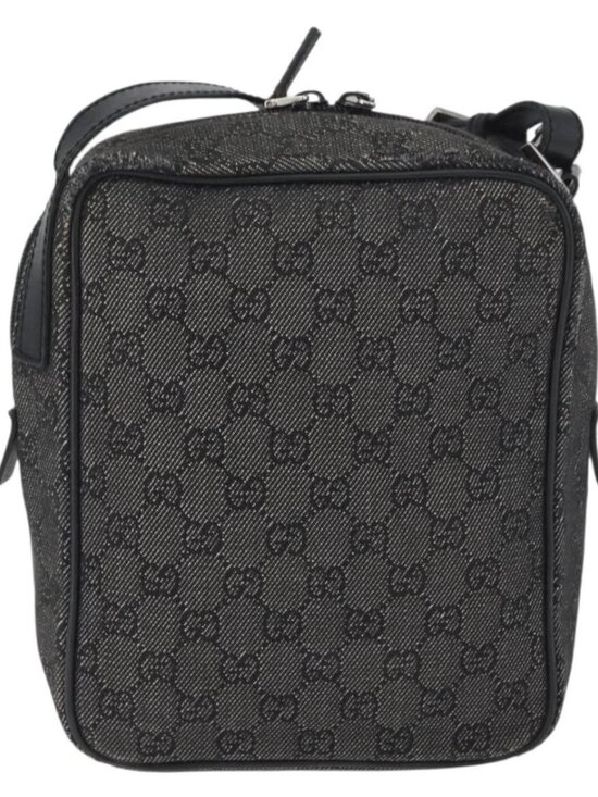 2445945-13.jpg GUCCI GG Canvas Shoulder Bag Black Silver 03136 Auth 174538